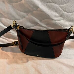 Fossil Black and Brown Crossbody